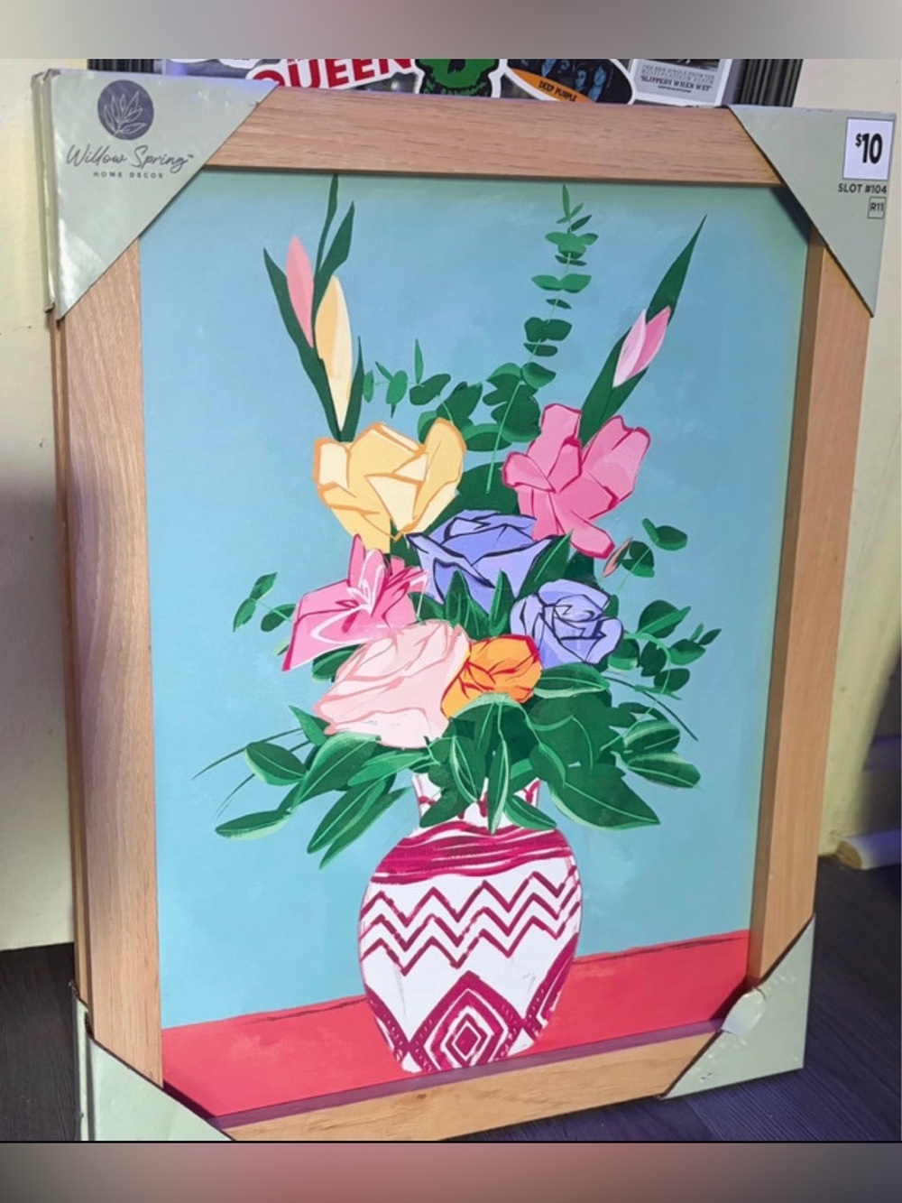 Willow Spring - White & Pink Vase Framed Floral Wall Art (19x15)